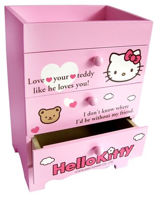 【正版】Hello Kitty 桌上三層 收納盒//置物盒//小抽盒