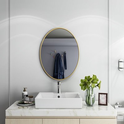 現貨熱銷-北歐橢圓衛生間鏡子壁掛浴室鏡半圓廁所洗手間鏡臥室化妝鏡穿衣鏡爆款