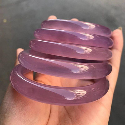 玉鐲高冰巴西帝王紫玉髓復古圓條手鐲紫羅蘭瑪瑙玉石手環飾品