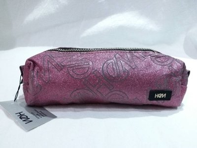 日本製♥HeM♥閃亮粉滿版LOGO化妝包/筆袋