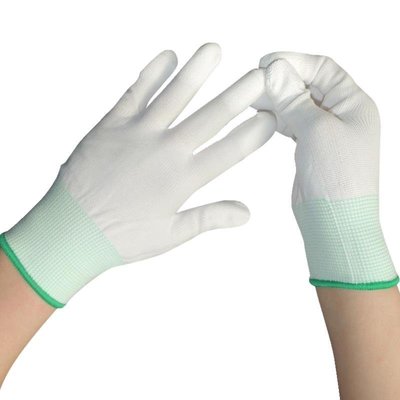 pu涂指手套涂掌涂層膠薄款白色尼龍透氣耐磨防護手套勞保手套工作~特價