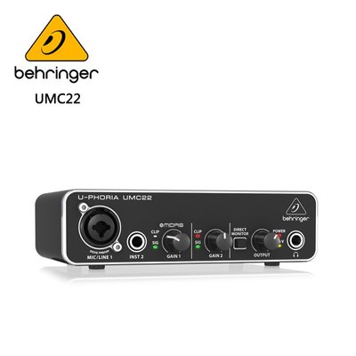 BEHRINGER UMC22 錄音介面 (帶Midas麥克風前置放大器 2x2 USB音頻接口)