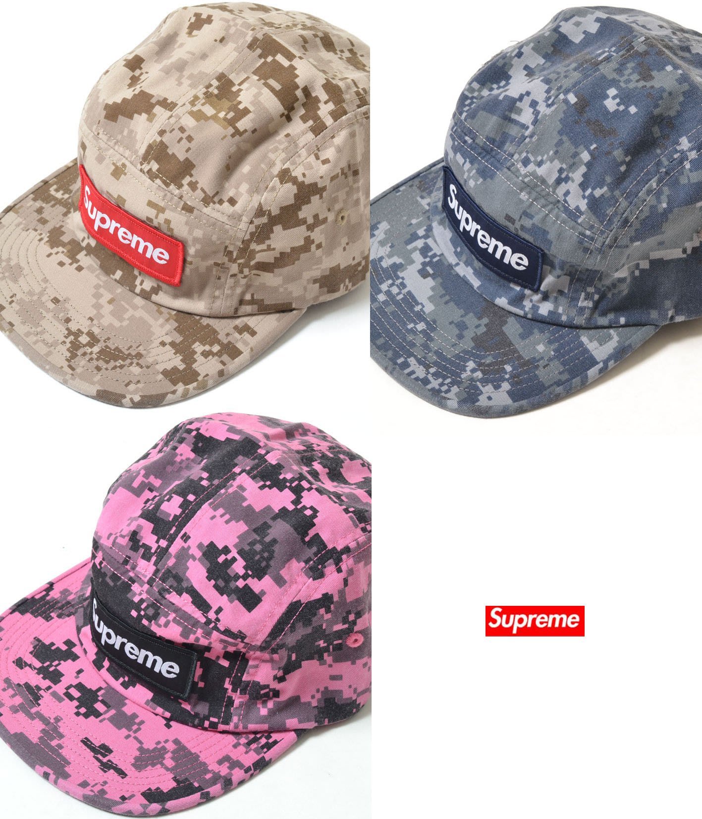 超搶手 全新正品17最新supreme Nyco Twill Camp Cap 立體box貼布五分割帽迷彩 Yahoo奇摩拍賣