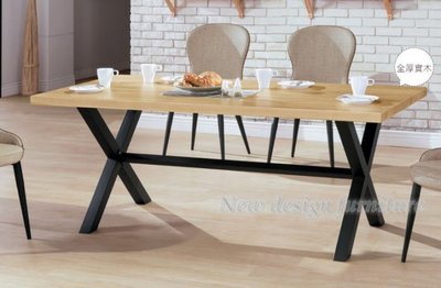 【N D Furniture】台南在地家具-工業風造型黑砂鐵腳全實木桌面原色180cm餐桌/6尺餐桌WB