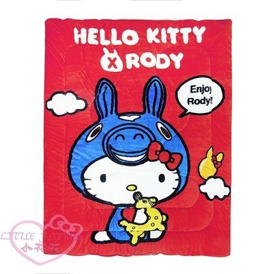 ♥小花凱蒂日本精品♥hello kitty凱蒂貓坐姿兔子造型幸福時光系列紅色款法蘭絨保暖毯暖被暖暖毯子毛毯