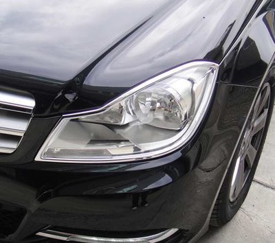現貨熱銷-易車汽配 Benz C-W204 C180 C200 C250 C300 2011~2013年 鍍鉻前燈框 大