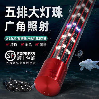 魚缸燈龍魚專用燈LED防水超亮潛水誘色照明藍白燈蝴蝶鯉觀賞魚