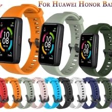 新品 適用於華為榮耀honor band 6錶帶  防水 透氣硅膠錶帶 運動替換腕帶 時尚扣式錶帶