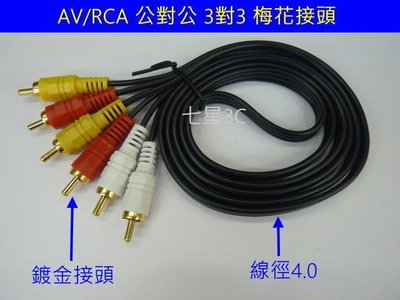 高級鍍金 AV 線 RCA 1.5米 高級影音三併訊號線 公對公 3對3 三對三 梅花端子 梅花線