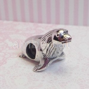 琥珀貓銀飾DIY【925純銀飾品】造型大孔珠~A0607~海獅~一隻