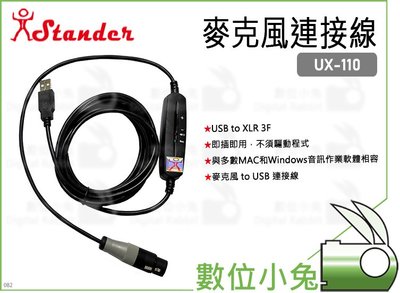 數位小兔【Stander UX-110 麥克風連接線】導線 轉接頭 USB 麥克風 錄音 作編曲 轉接線