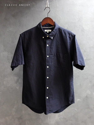 CA 日本品牌 GLOBAL WORK 深藍底點點紋 純棉 短袖襯衫 L號 一元起標無底價Q522