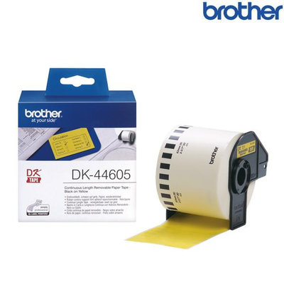 【含稅】Brother兄弟 DK-44605 連續標籤帶 黃底黑字 30.48M (寬度62mm) 標籤貼紙 色帶