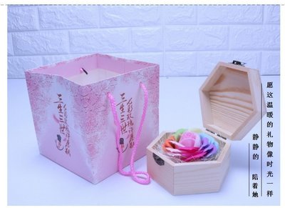 七彩玫瑰香皂花禮盒木盒創意生日禮物情人節送女友 母親節禮物公司活動贈品