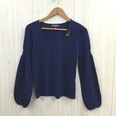 設計師品牌Donna Hsu 六藝 藍色 100% 羊毛澎袖針織衫/9