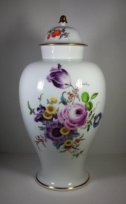[ 珍寶 ] Meissen 古式畫法  花卉將軍瓶 帶蓋花瓶