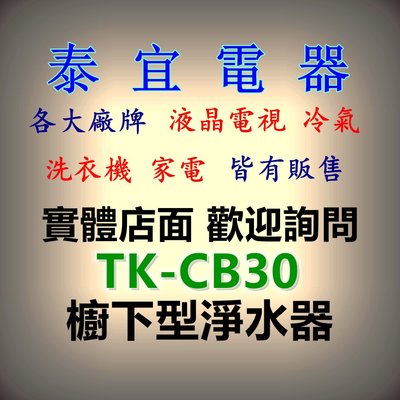 【泰宜電器】Panasonic國際 TK-CB30 櫥下型單道式淨水器【另有TK-CB50】