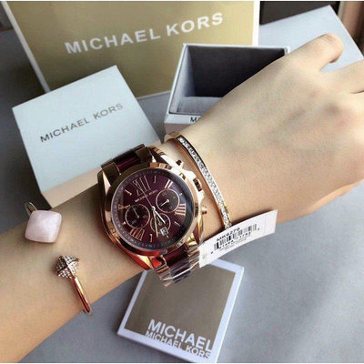 歐美代購正品Michael Kors MK手錶新款六針間膠大錶盤男女情侶手錶酒紅色 MK6270 MK6268