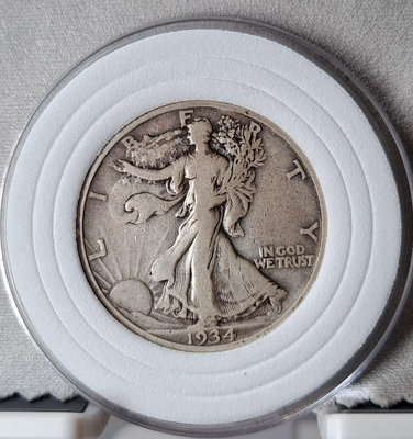 1934年美國行走女神50分銀幣，半美元銀幣，直徑30.6m【店主收藏】27147