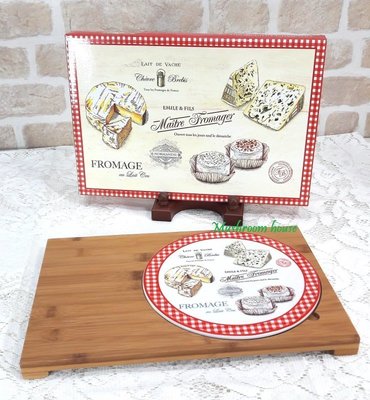 點點蘑菇屋 義大利Easy Life Design竹托盤含起司紅格子陶瓷盤 起司盤 蛋糕盤 麵包盤 點心盤 現貨