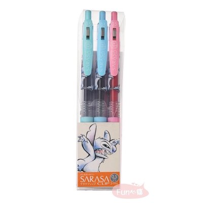 日本迪士尼 x Zebra 斑馬 SARASA 迪士尼 史迪奇 限定款 原子筆 鋼珠水性筆 三色組。現貨【Fun心購】