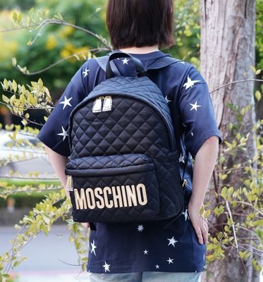 Moschino backpack 大型後背包 黑金 MOSCHINO 現貨