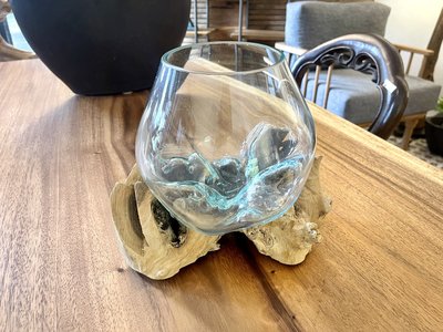 花瓶 柚木+玻璃- Root Vase