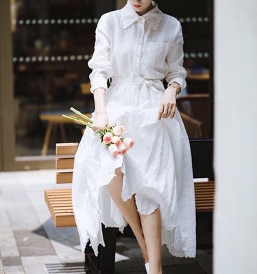 【妖妖代購】zimmermann 20新款刺繡花邊白色襯衫洋裝