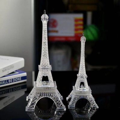 法國特色旅游紀念品巴黎埃菲爾鐵塔LED七彩發光模型擺件家居裝飾