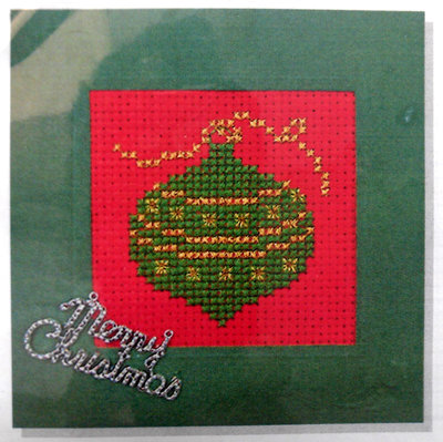清倉特價~十字繡材料包H110 聖誕賀卡-聖誕彩球