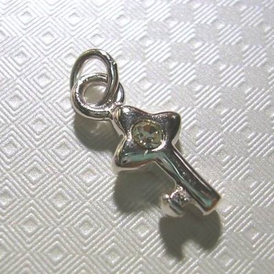 琥珀貓~【925純銀材料配件】墜飾~N7280~鋯石鑰匙~一個
