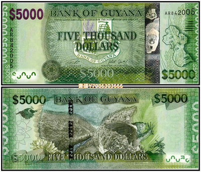 全新UNC 圭亞那5000元紙幣 2013年版 P-40b 錢幣 紀念幣 紙鈔【悠然居】1565