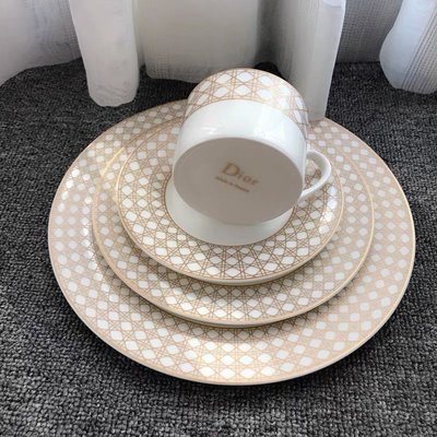歐式cd西餐盤咖啡杯四件組骨瓷輕奢風現代風簡約餐具居家裝飾