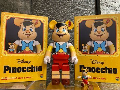 BE@RBRICK 庫柏力克1000% +500% (400%+100%) 皮諾丘 小木偶 迪士尼 Pinocchio kaws