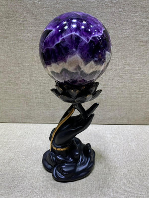 17號，巴西夢幻紫水晶球擺件，花紋美麗獨、很別的一顆球，1908 水晶 原石 擺件【玲瓏軒】