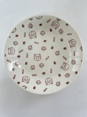 東昇瓷器餐具=大同強化瓷器新夢磁咖啡貓8吋湯盤 N7782