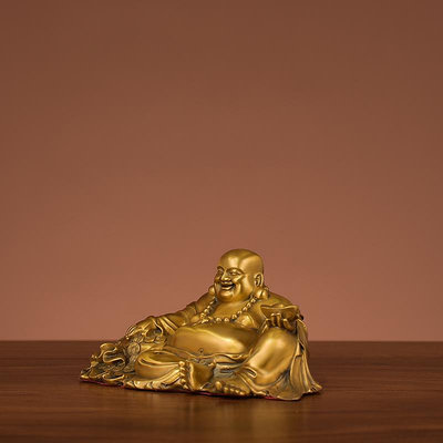 佛像純銅彌勒佛像擺件大肚佛笑佛家用客廳裝飾供奉銅像家居飾品