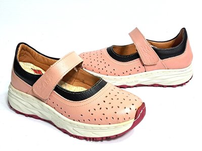 零碼鞋 9.5號 Zobr 路豹 牛皮氣墊娃娃鞋 S999 粉黑色 ( S系列 新款式) 特價1090元 洞洞鞋