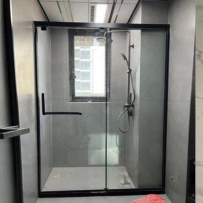 乾濕分離浴室一字型淋浴房隔斷衛生間隔斷推拉鋼化玻璃移門屏風