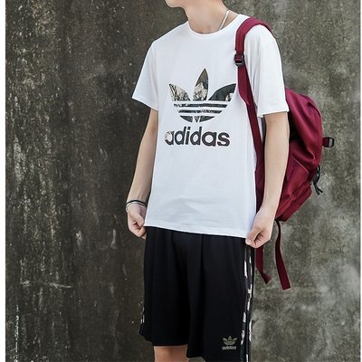 100％原廠Adidas 愛迪達  短袖 T恤套裝 男 三葉草 青春 半袖 流行時尚運動套裝