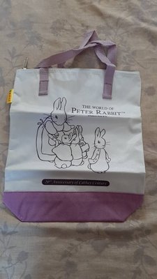 【紫晶小棧】彼得兔 手提袋 手提包 環保袋 拉鍊提袋 書袋 防水 國泰產險 比得兔