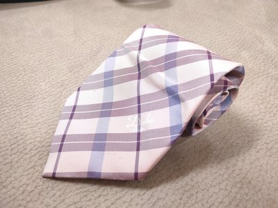 (二手服飾配件)(瑕疵品)Daks粉色菱格紋真絲領帶(B829)