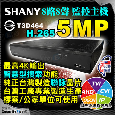 台灣大廠 8路 8聲 DVR NVR 12路 IP AHD 1080P 4K 輸出 H265 監視器 攝影機 5MP