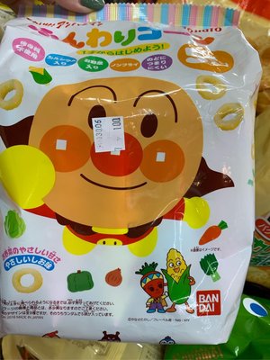 愛買JAPAN❤日本 東鳩  麵包超人 玉米餅 手指圈圈餅乾 超可愛包裝  5袋入 現貨