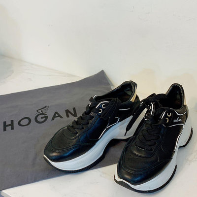 七成新 Hogan 老爹鞋全黑純牛皮 內有穿過小磨損 37.5號