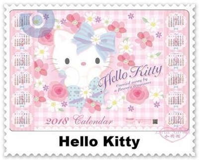 ♥小公主日本精品♥ Hello Kitty 玫瑰花 蝴蝶結 行日曆 日曆 月曆 桌曆 2018年 33179902