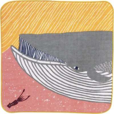 乾媽店。 日本製 kata kata 和風 棉質 手帕 方巾 手巾 鯨魚 共二色/ 綠 粉色