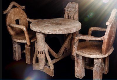 【123木頭人】超厚重超結實超堅固～老柚木桌椅三件組----A1