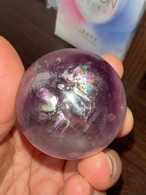 #天然水晶 天然紫水晶七彩銀山球【老王收藏】13734