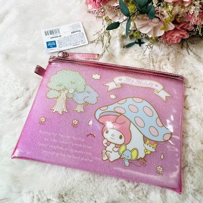 PVC透明平口袋《現貨》Coco馬日本代購~日本三麗鷗 美樂蒂 收納包 筆袋 化妝包 資料袋